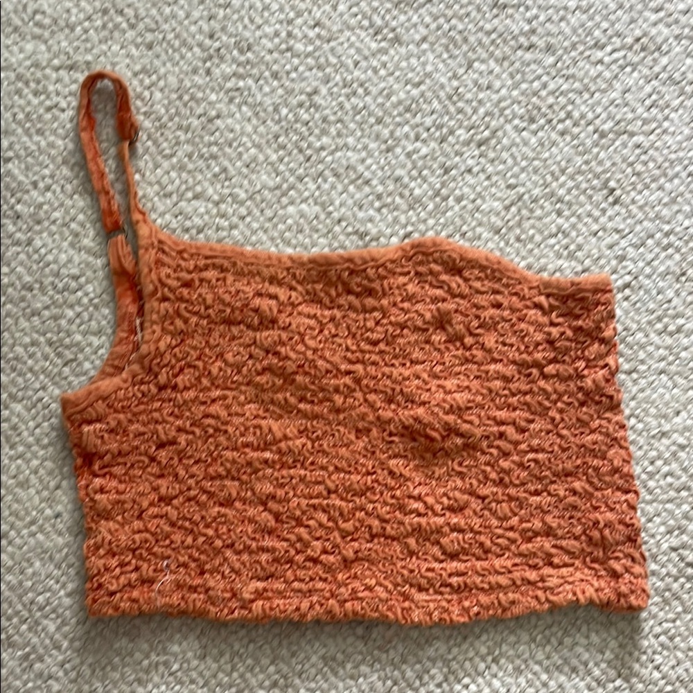 Urban Outfitters Orange Asymmetrical Smocked Tank Top